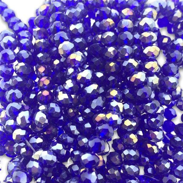 Facet rondel donkerblauw AB glans 6x4mm - 90 stuks-Kralen-Kraaltjes van Renate