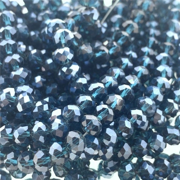 Facet rondel donkerblauw AB glans 6x4mm - 90 stuks-Kralen-Kraaltjes van Renate