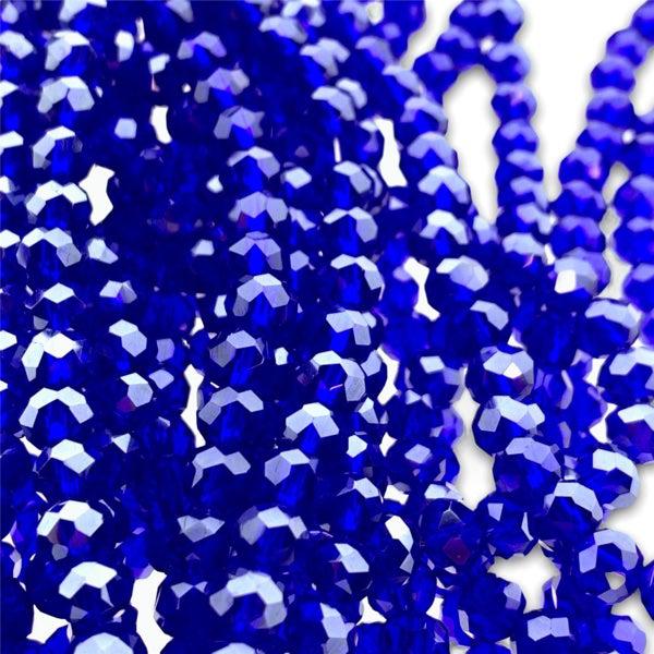 Facet rondel donkerblauw glans 6x4mm - 90 stuks-Kralen-Kraaltjes van Renate