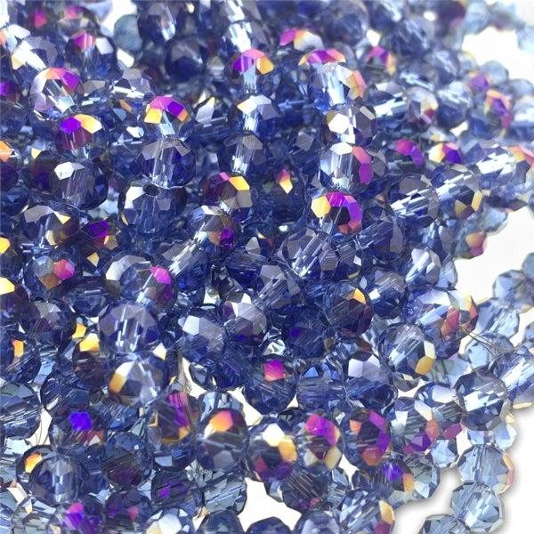 Facet rondel donkerblauw transparant AB glans 6x4mm - 90 stuks-Kralen-Kraaltjes van Renate