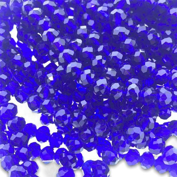 Facet rondel donkerblauw transparant glans 6x4mm - 90 stuks-Kralen-Kraaltjes van Renate