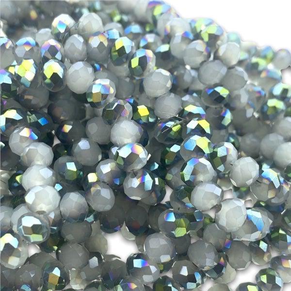 Facet rondel donkergroen AB glans 6x4mm - 90 stuks-Kralen-Kraaltjes van Renate