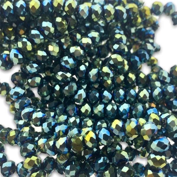 Facet rondel donkergroen AB glans 6x4mm - 90 stuks-Kralen-Kraaltjes van Renate