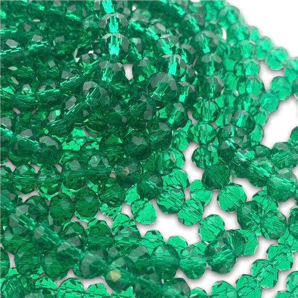 Facet rondel donkergroen transparant 6x4mm - 90 stuks-Kralen-Kraaltjes van Renate