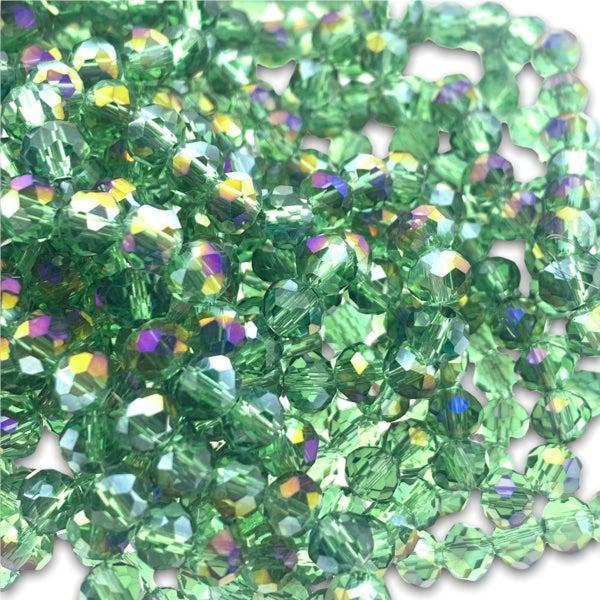 Facet rondel donkergroen transparant AB glans 6x4mm - 90 stuks-Kralen-Kraaltjes van Renate