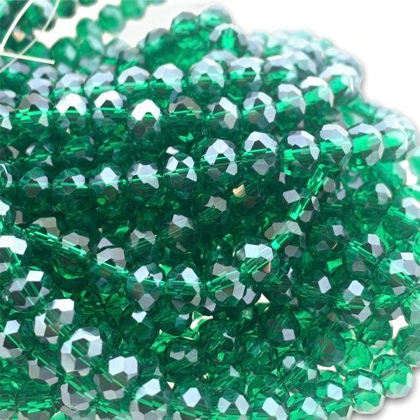 Facet rondel donkergroen transparant glans 6x4mm - 90 stuks-Kralen-Kraaltjes van Renate