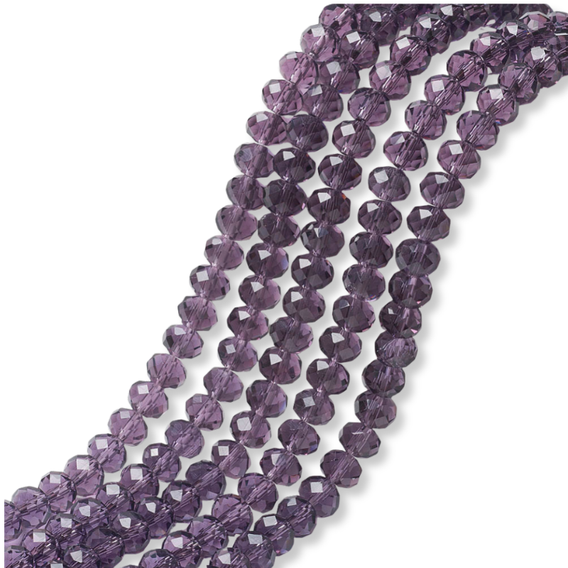 Facet rondel donkerpaars transparant 6x4mm - ±85 stuks-Kralen-Kraaltjes van Renate