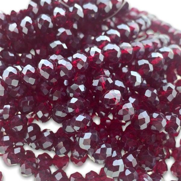 Facet rondel donkerrood glans 6x4mm - 90 stuks-Kralen-Kraaltjes van Renate