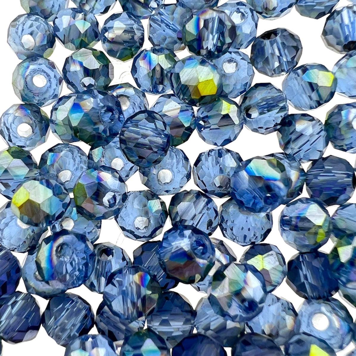 Facet rondel electroplate blue rainbow 6x5mm - ±90 stuks-Kralen-Kraaltjes van Renate