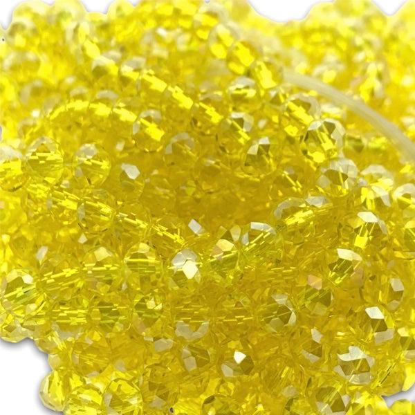 Facet rondel geel transparant AB glans 6x4mm - 90 stuks-Kralen-Kraaltjes van Renate