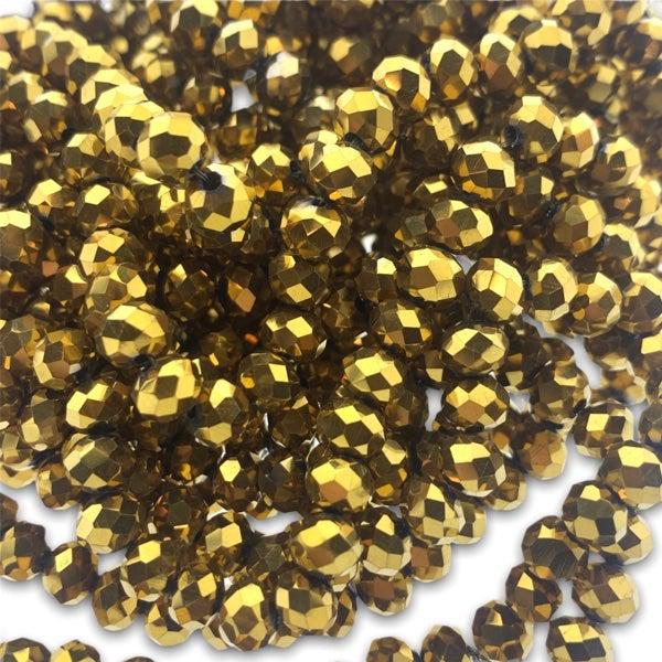Facet rondel goud glans 6x4mm - 90 stuks-Kralen-Kraaltjes van Renate