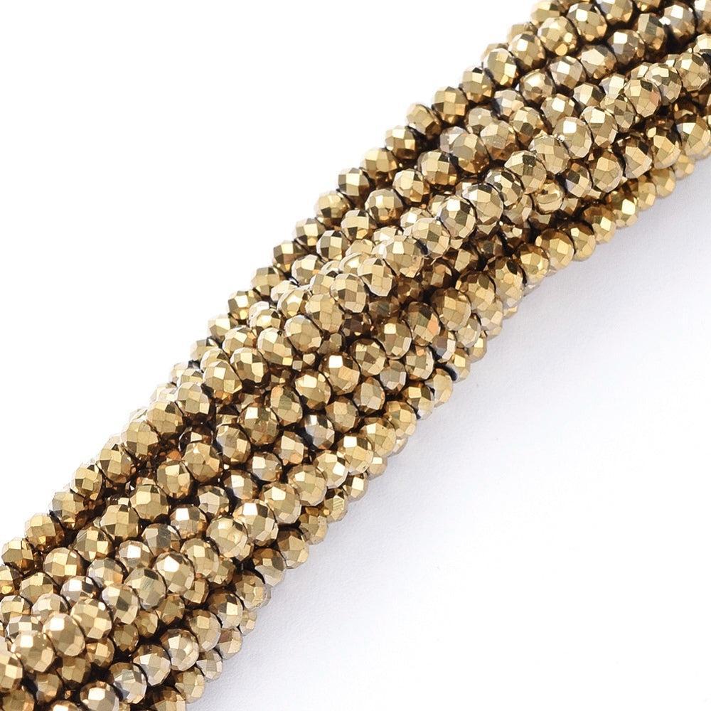 Facet rondel goud metallic 2x1.5mm - ±235 stuks-Kralen-Kraaltjes van Renate
