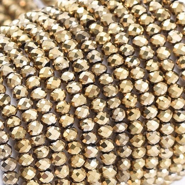 Facet rondel goud metallic 2x1.5mm - ±235 stuks-Kralen-Kraaltjes van Renate
