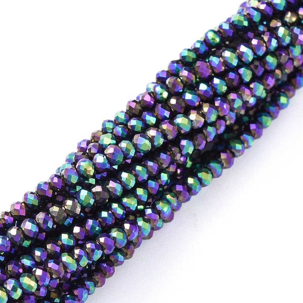 Facet rondel green/purple metallic 2x1.5mm - ±235 stuks-Kralen-Kraaltjes van Renate