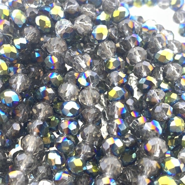 Facet rondel grijs transparant AB glans 6x4mm - 90 stuks-Kralen-Kraaltjes van Renate