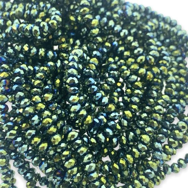 Facet rondel groen 2,5x1,5mm - ±190 stuks-Kralen-Kraaltjes van Renate