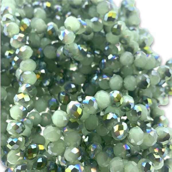 Facet rondel groen AB glans 6x4mm - 90 stuks-Kralen-Kraaltjes van Renate