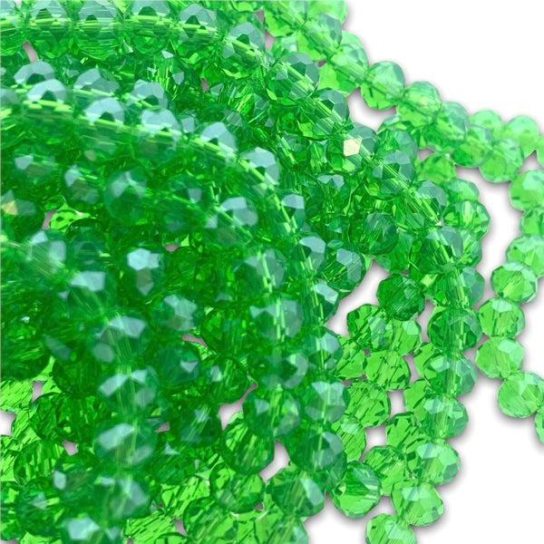 Facet rondel groen transparant 6x4mm - 90 stuks-Kralen-Kraaltjes van Renate