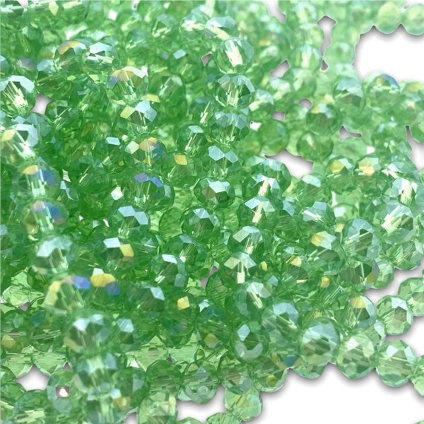 Facet rondel groen transparant AB glans 6x4mm - 90 stuks-Kralen-Kraaltjes van Renate