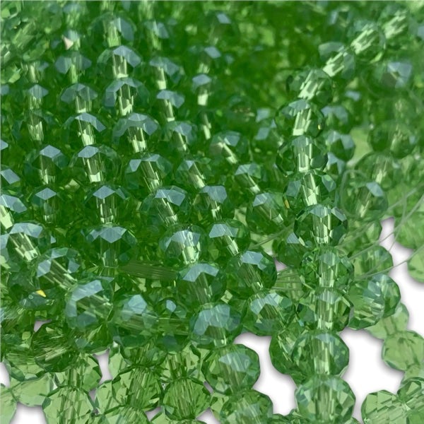 Facet rondel groen transparant glans 6x4mm - 90 stuks-Kralen-Kraaltjes van Renate