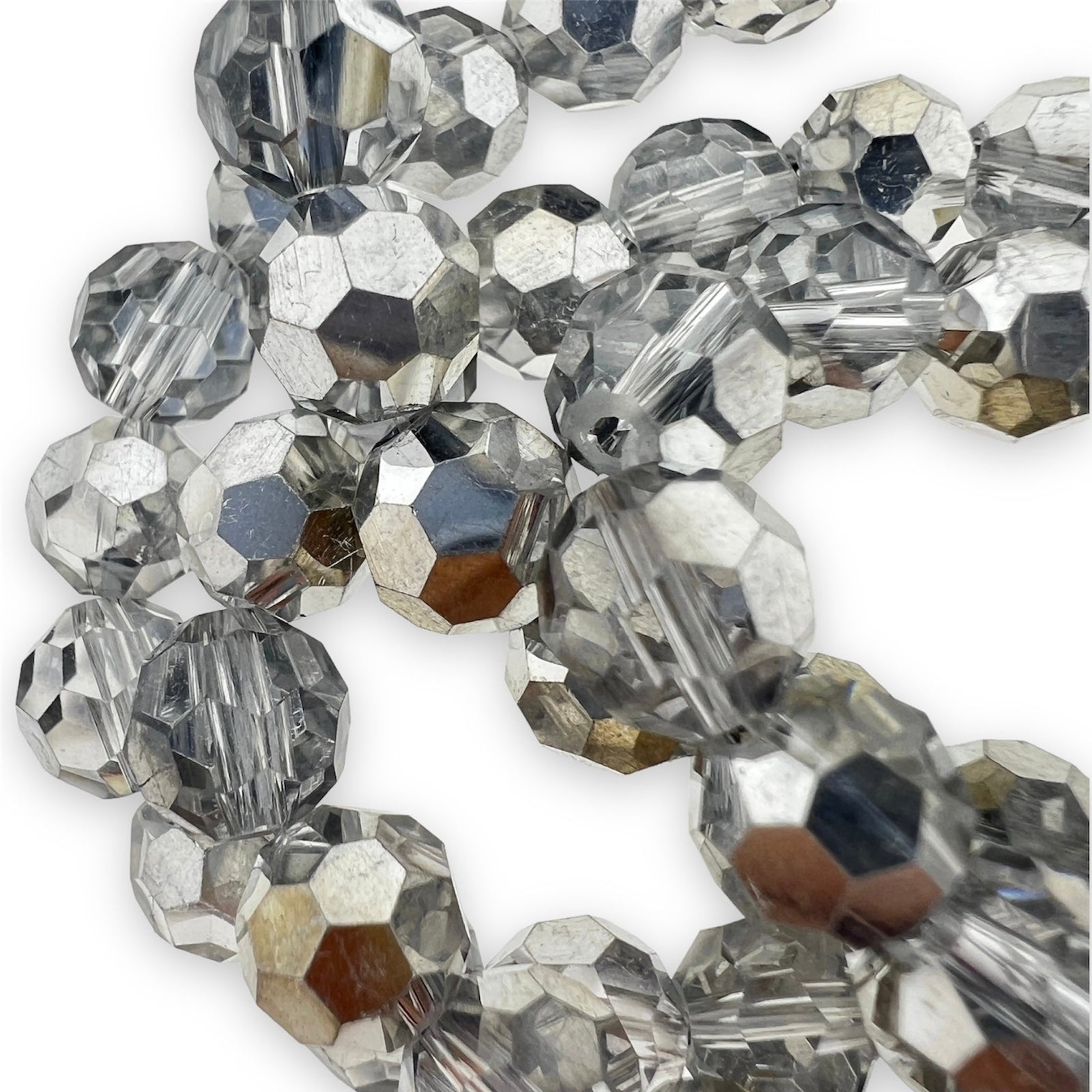 Facet rondel half silver plated 8mm - 70 stuks-Kralen-Kraaltjes van Renate