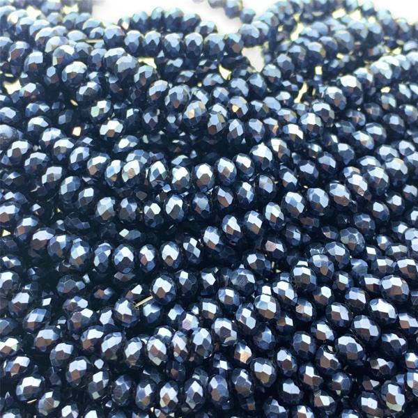 Facet rondel hematiet donkerblauw 4x3mm - ±130 stuks-Kralen-Kraaltjes van Renate