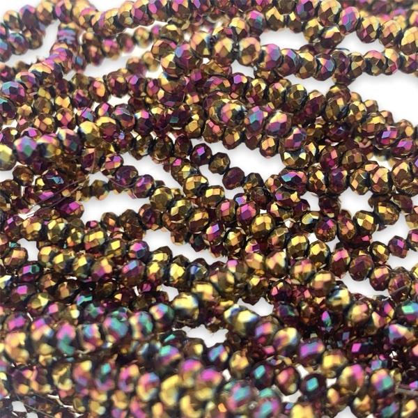 Facet rondel hematiet rood 2,5x1,5mm - ±190 stuks-Kralen-Kraaltjes van Renate