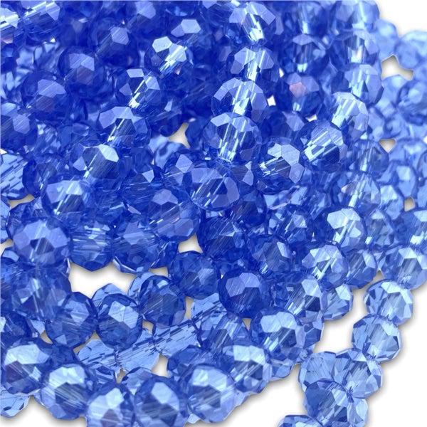 Facet rondel lichtblauw transparant glans 6x4mm - 90 stuks-Kralen-Kraaltjes van Renate
