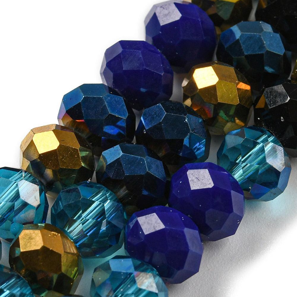 Facet rondel medium blue/gold 8x6mm - ±65 stuks-Kralen-Kraaltjes van Renate