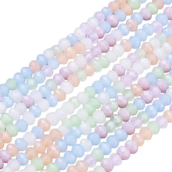 Facet rondel mixed pastel 3mm- ±185 stuks-Kralen-Kraaltjes van Renate
