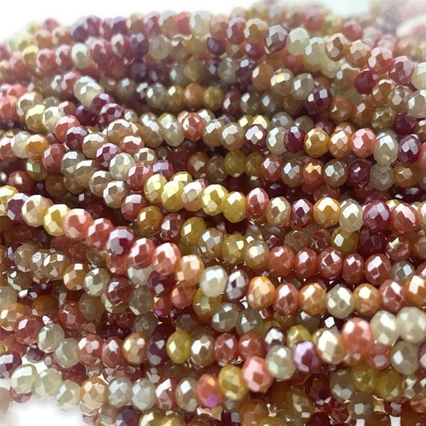 Facet rondel multicolor rood 3x2,5mm - ±180 stuks-Kralen-Kraaltjes van Renate