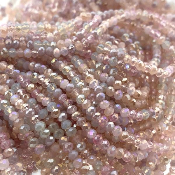Facet rondel multicolor roze 3x2,5mm - ±180 stuks-Kralen-Kraaltjes van Renate