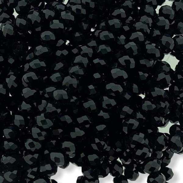 Facet rondel opaque black 6x4mm - 45 stuks-Kraaltjes van Renate