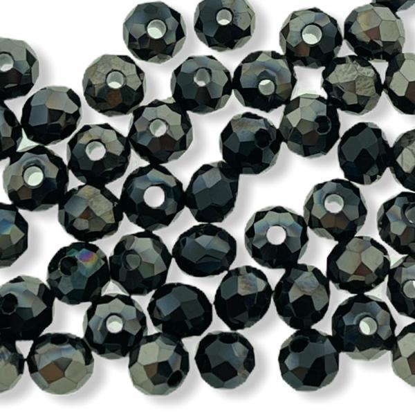 Facet rondel opaque black metallic plated 6x4mm - 45 stuks-Kraaltjes van Renate
