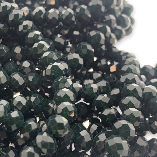 Facet rondel opaque dark green 6x4mm - 90 stuks-Kralen-Kraaltjes van Renate