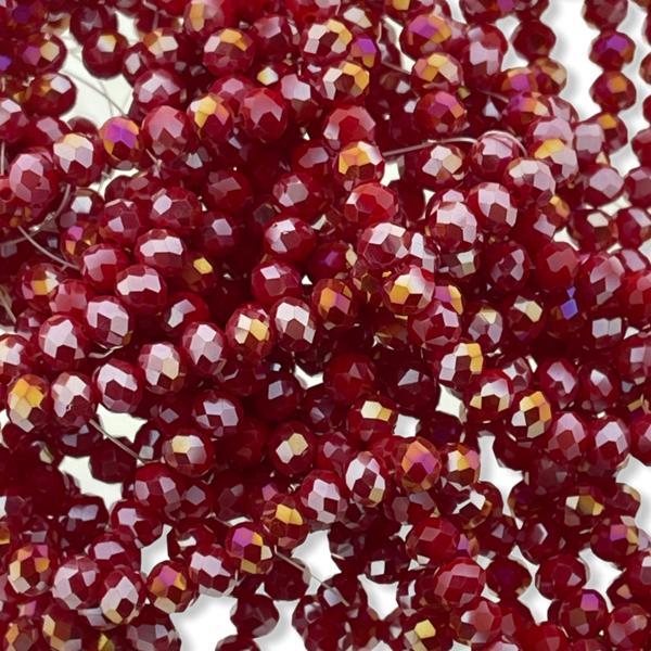 Facet rondel opaque dark red AB 6x4mm - 45 stuks-Kraaltjes van Renate