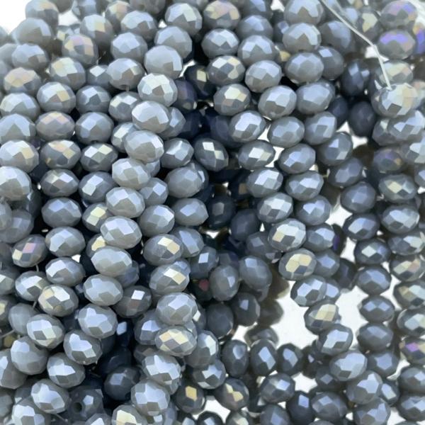Facet rondel opaque light grey AB 6x4mm - 45 stuks-Kraaltjes van Renate