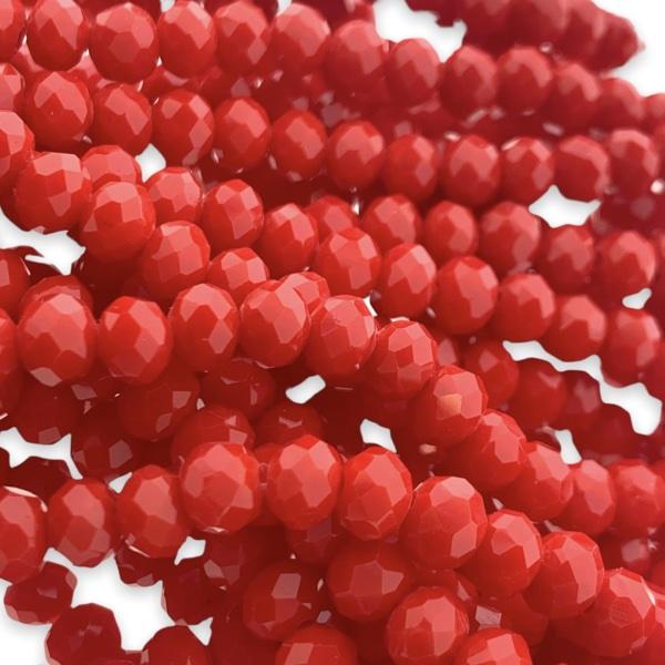 Facet rondel opaque red 6x4mm - 90 stuks-Kralen-Kraaltjes van Renate