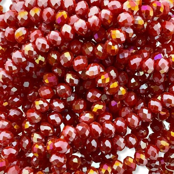 Facet rondel opaque red AB 6x4mm - 45 stuks-Kraaltjes van Renate
