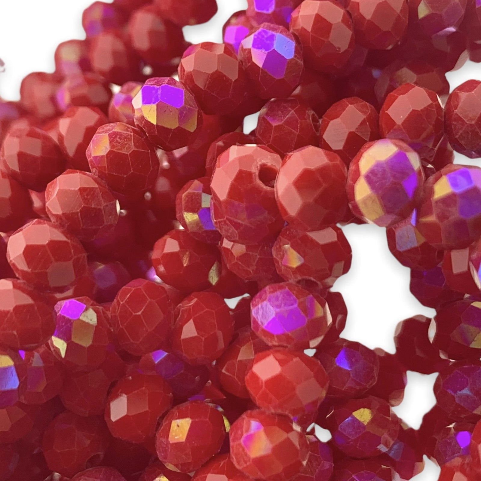 Facet rondel opaque red AB 6x4mm - 90 stuks-Kralen-Kraaltjes van Renate