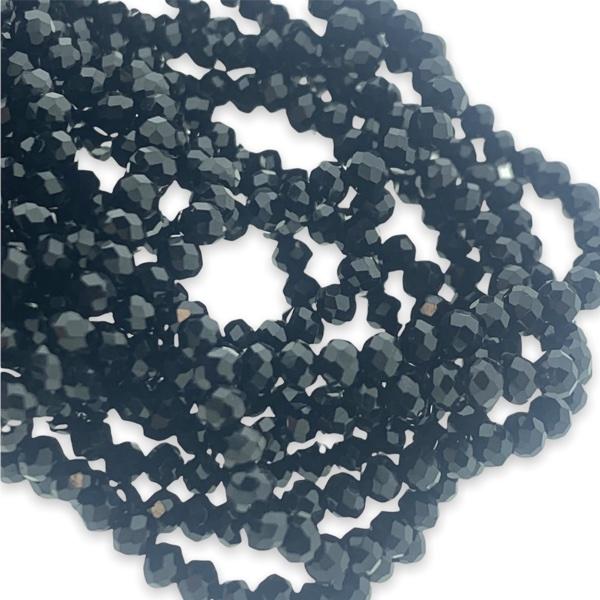 Facet rondel opaque zwart 3x2mm - ±180 stuks-Kralen-Kraaltjes van Renate