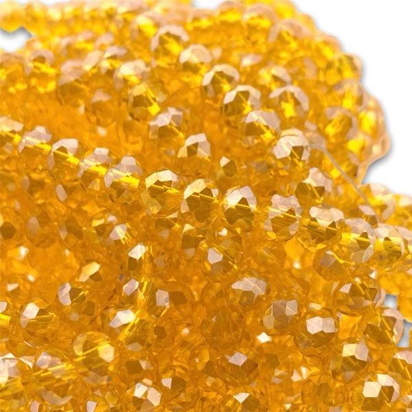 Facet rondel oranje transparant AB glans 6x4mm - 90 stuks-Kralen-Kraaltjes van Renate