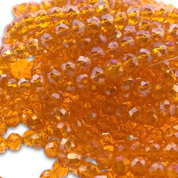 Facet rondel oranje transparant AB glans 6x4mm - 90 stuks-Kralen-Kraaltjes van Renate