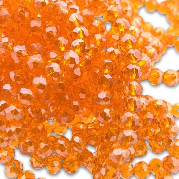 Facet rondel oranje transparant glans 6x4mm - 90 stuks-Kralen-Kraaltjes van Renate