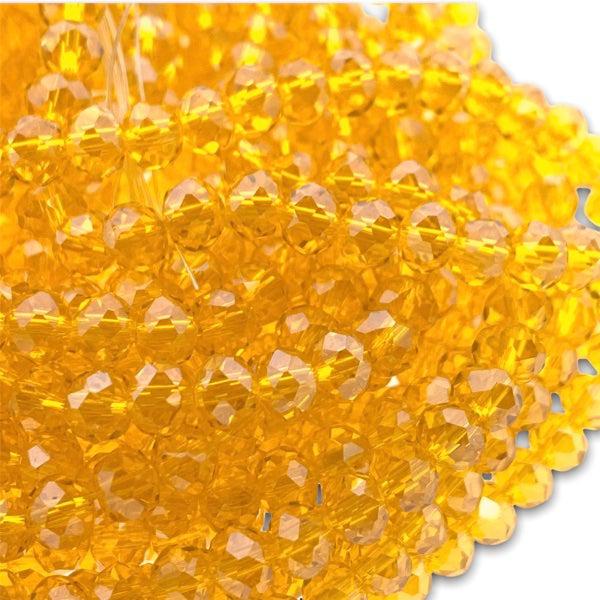 Facet rondel oranje transparant glans 6x4mm - 90 stuks-Kralen-Kraaltjes van Renate