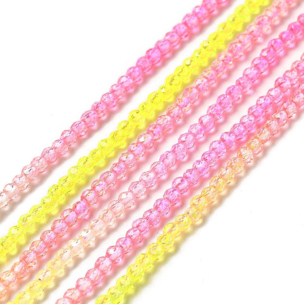 Facet rondel pearl pink/yellow 2mm - ±180 stuks-Kralen-Kraaltjes van Renate