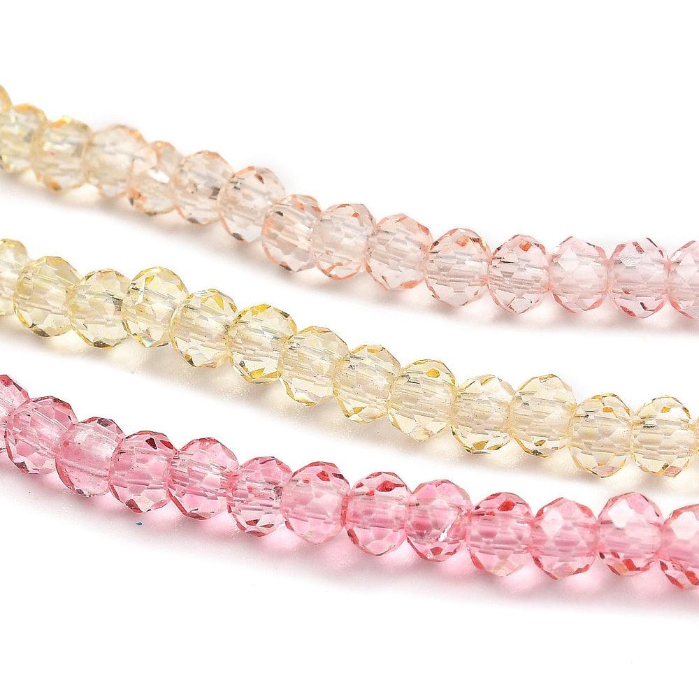 Facet rondel pink/yellow 3x2mm - ±130 stuks-Kralen-Kraaltjes van Renate