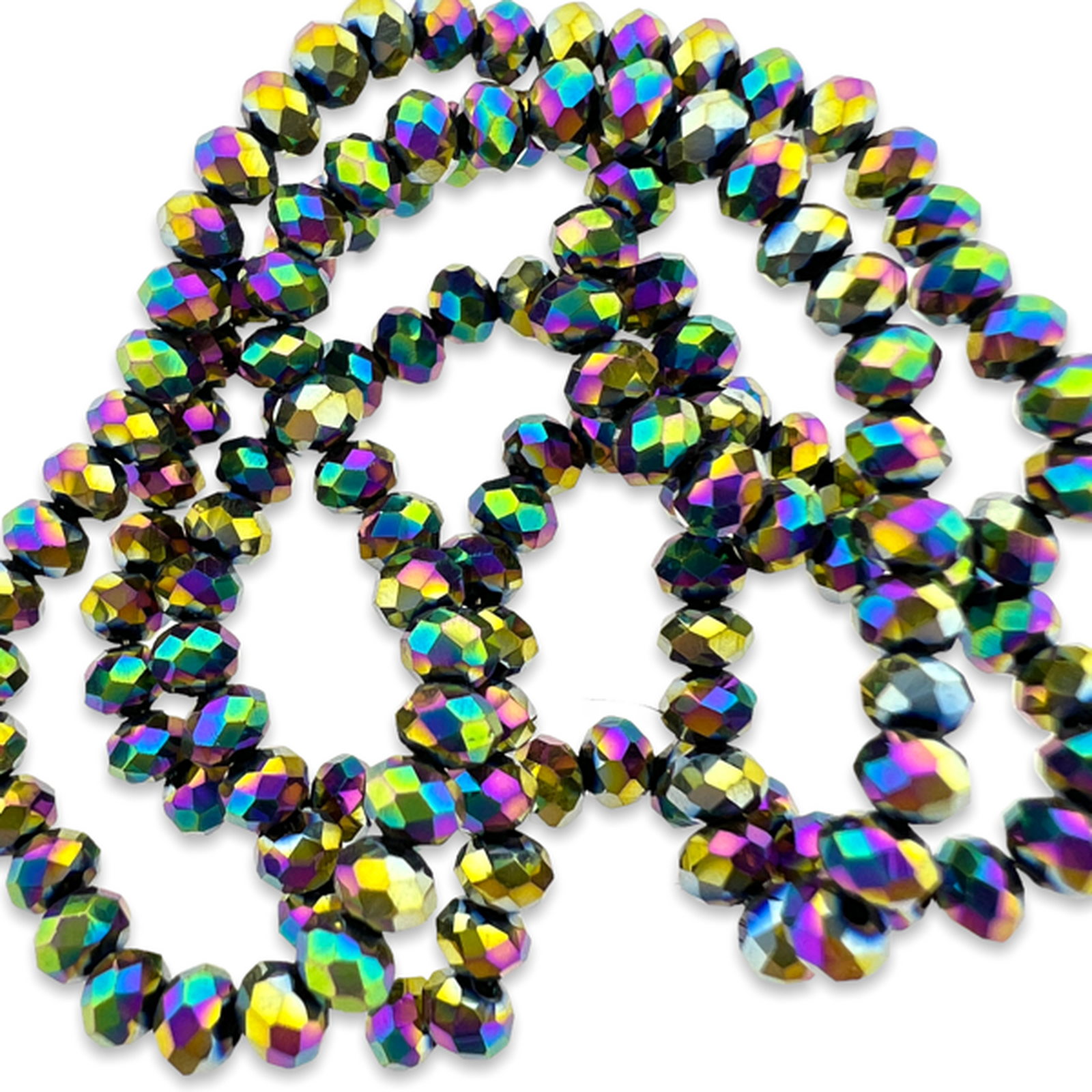 Facet rondel rainbow plated 3mm - ±125 stuks-Kralen-Kraaltjes van Renate