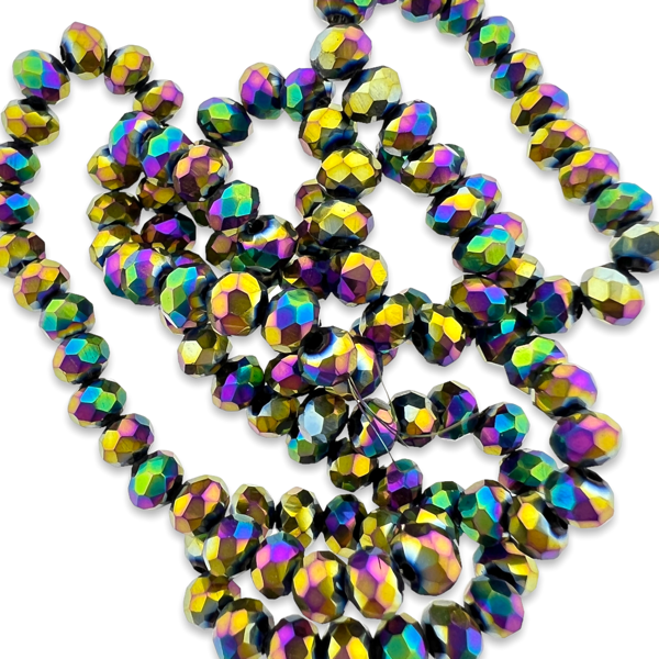 Facet rondel rainbow plated 4mm - ±125 stuks-Kralen-Kraaltjes van Renate