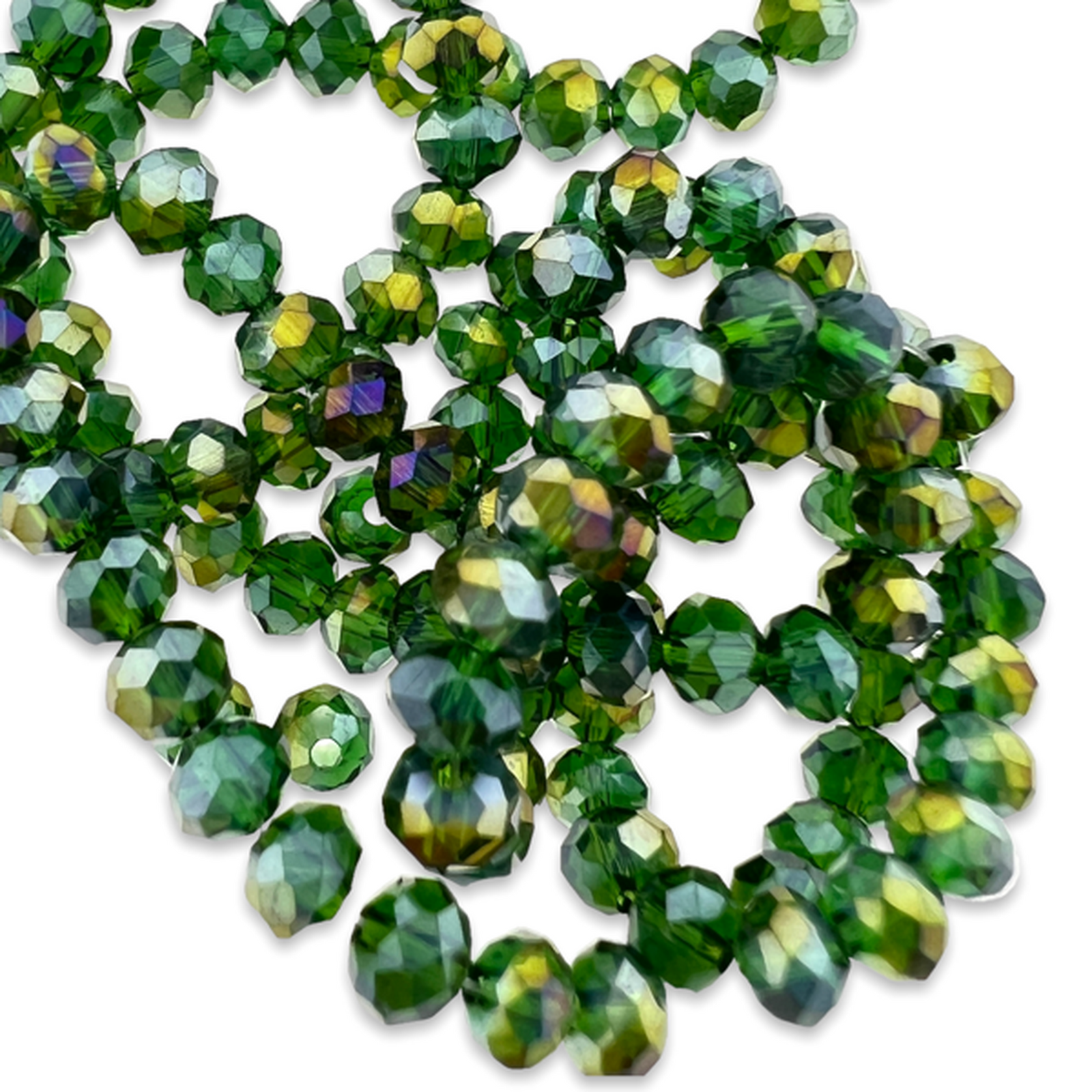 Facet rondel rainbow plated green 4mm - ±125 stuks-Kralen-Kraaltjes van Renate